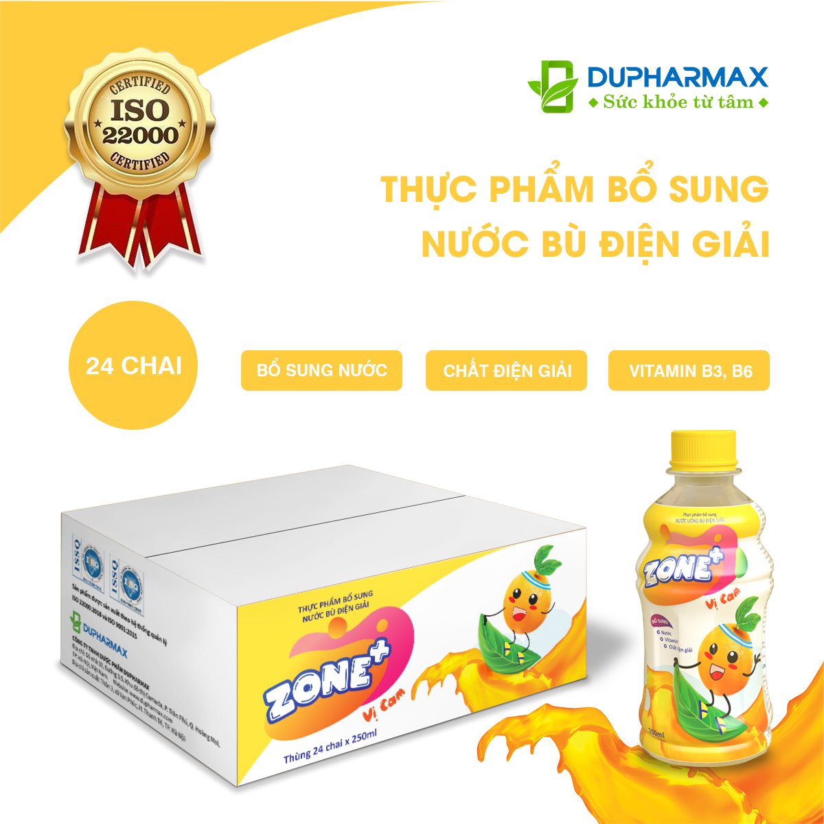 Bù điện giải Zone+ vị cam của Dupharmax